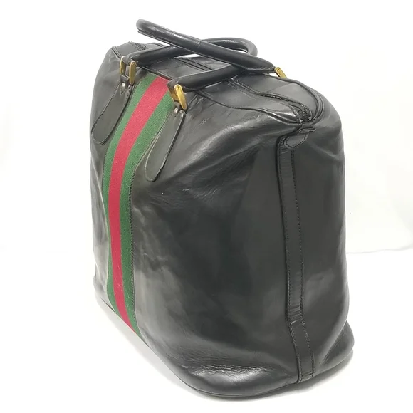 Rare Vintage Gucci Web Tall Boston Weekender Carryall luggage Travel bag - Picture 11 of 16
